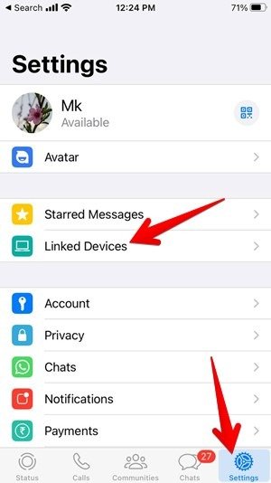 Подключенные к WhatsApp устройства Iphone