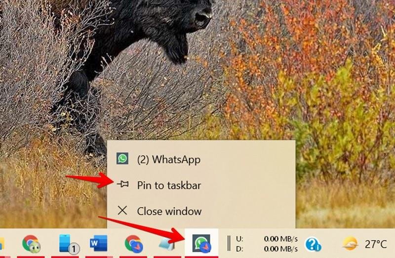 Веб-закрепление WhatsApp на панели задач Windows