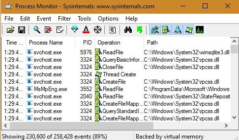 Win Process Monitor Инициируется