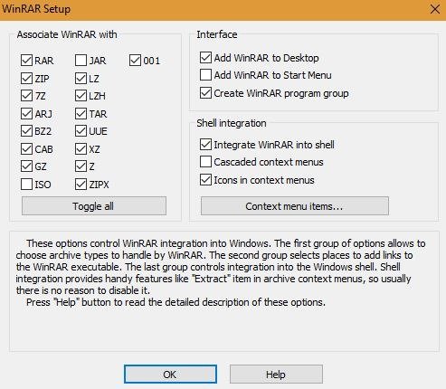 Расширения установочных файлов Winrar