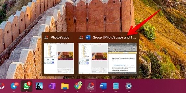 Приложения группы панели задач Windows 11