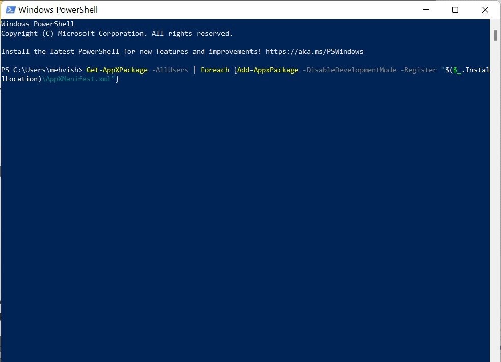 Панель задач Windows 11 не работает Команда Powershell