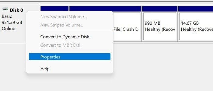 Свойства проблемы с жестким диском Windows Disk0