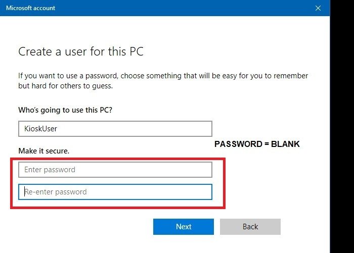 Киоск Windows Добавить пользователя Создать пароль пользователя ПК