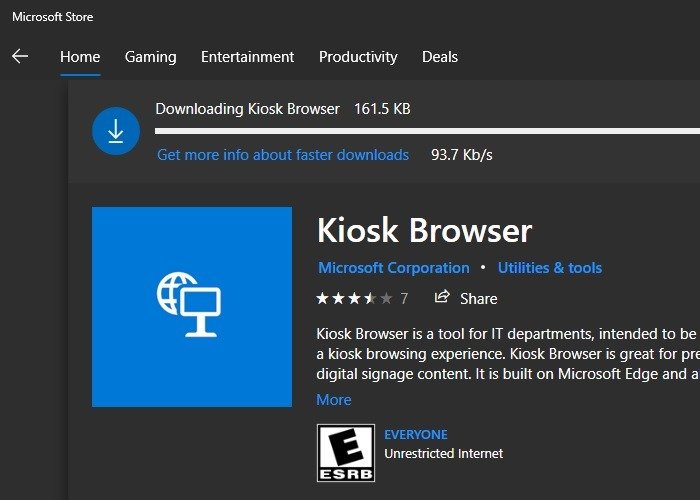 Киоск Windows Браузер Kisok Microsoft Store