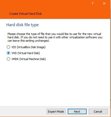 Файл жесткого диска Virtualbox в Windows Linux Ext4