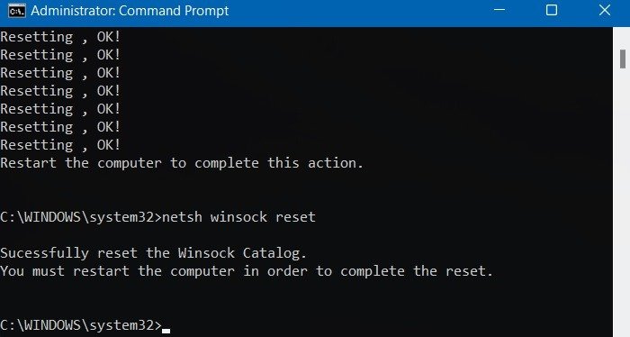 Сетевой кабель Windows Netsh Winsock Сброс