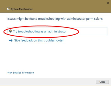 Windows-OS-бежать быстрее-система-обслуживание-устранение неполадок-администратор