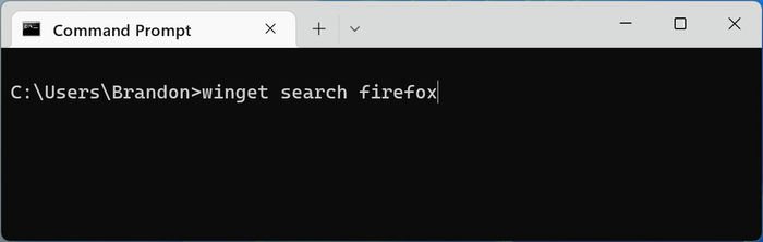 Терминал диспетчера пакетов Windows Winget Search Firefox