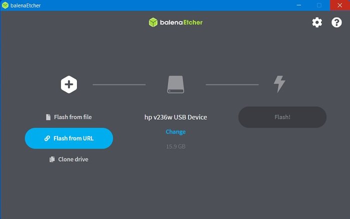 Загрузочная флэш-память Balenaetcher для Windows с USB-накопителя по URL-адресу