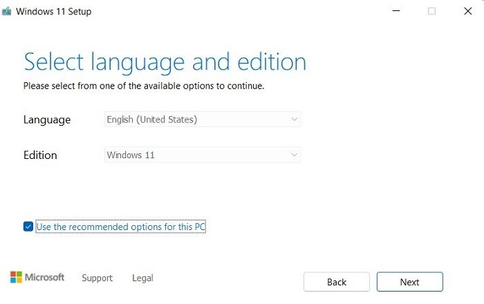 Windows11 Установить версию Media Creation Language Edition