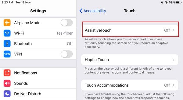 Настройки беспроводной мыши Ipad Assistive Touch