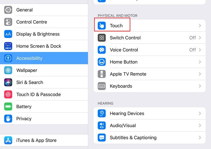 Настройки беспроводной мыши Ipad Touch