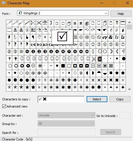 Word Checkmark Charmap Проверить и неправильно