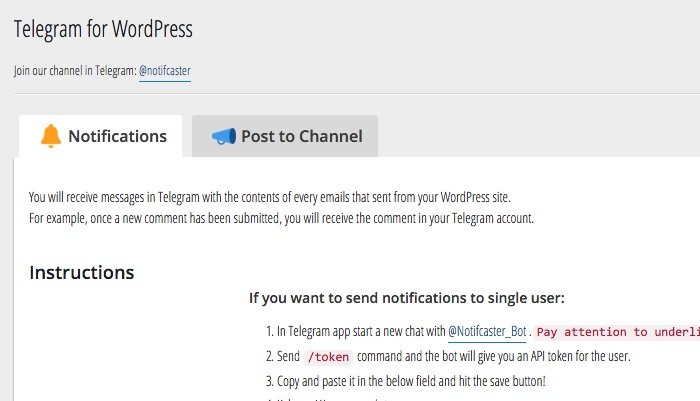 Wordpress и Telegram -mte- Две вкладки