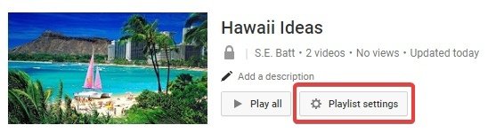настройки плейлиста YouTube