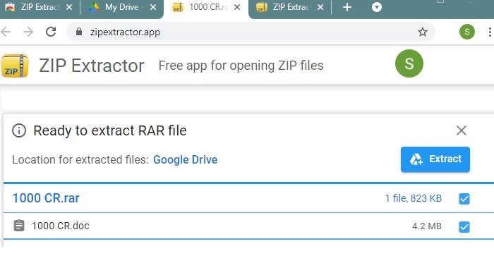 Zip Rar Google Drive Zip Extractor готов к распаковке