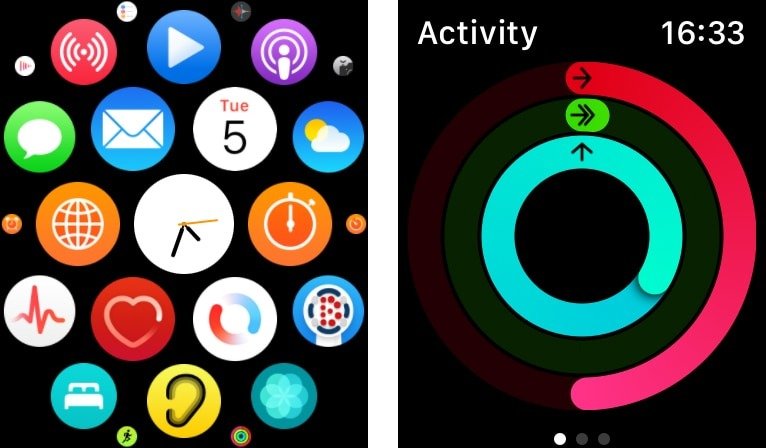 Цели активности Главное меню Apple Watch