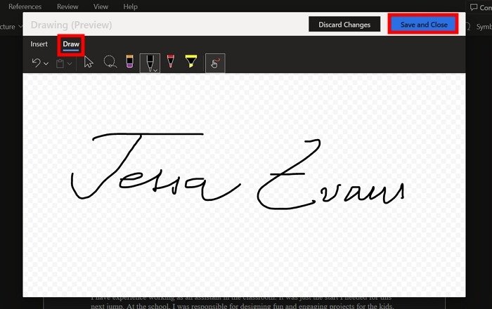 Добавить подпись Word Рукописная подпись Web Draw