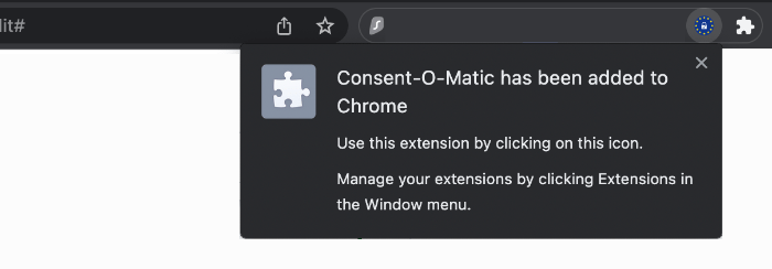 Добавлено расширение в Chrome