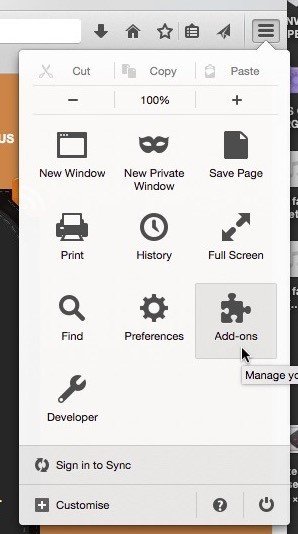 Перейдите к дополнениям в Firefox.