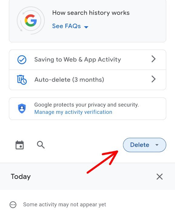 Приложение Google для Android Удалить поисковую активность