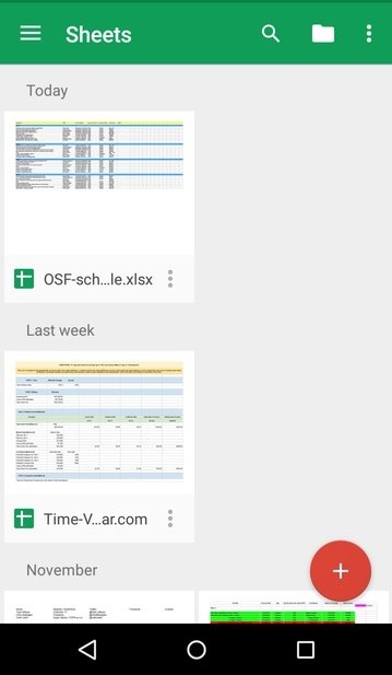 Android-офисные листы