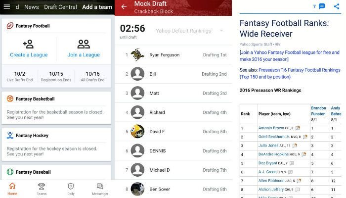 Android-спортивное приложение-yahoo-fantasy