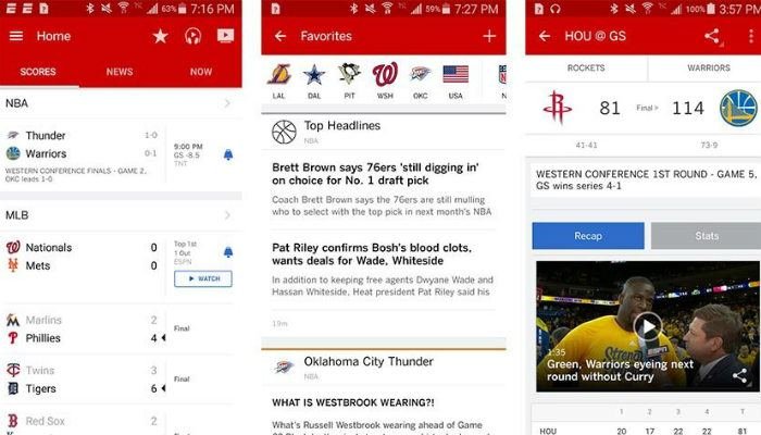 Android-спортивные приложения-espn