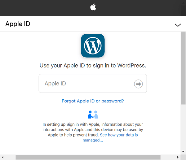 Apple Войти WordPress