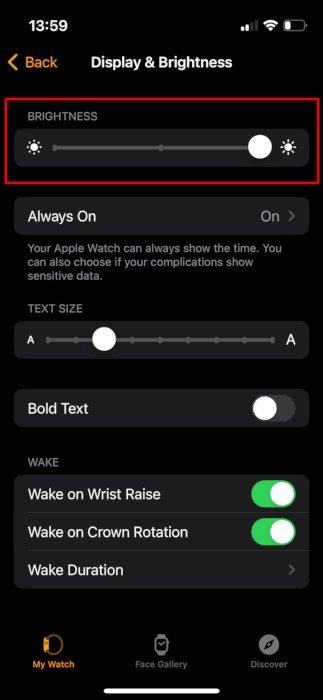 Apple Watch Battery Watch Дисплей и яркость приложения Яркость