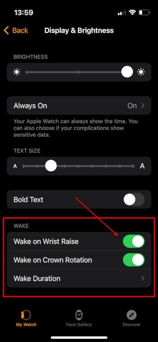 Apple Watch Battery Watch Отображение приложения и яркость пробуждения