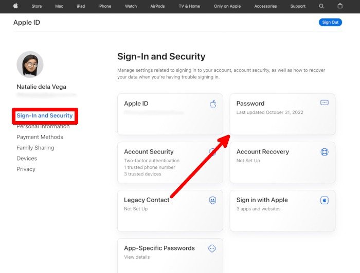 Веб-сайт Apple Изменить пароль Apple ID