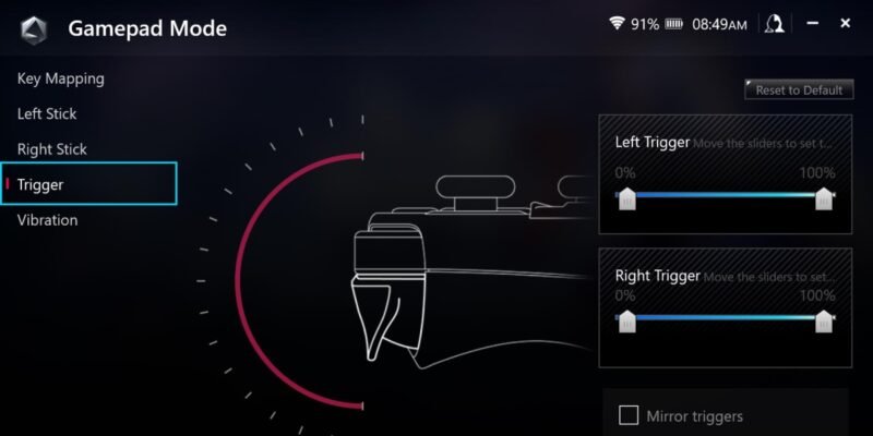Asus Rog Ally Настройка триггеров Аналоговые джойстики Тактильная обратная связь