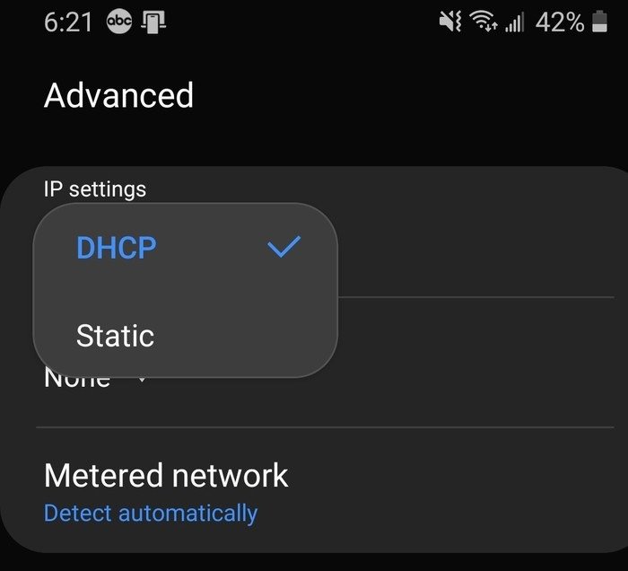 Android меняет DHCP на статический