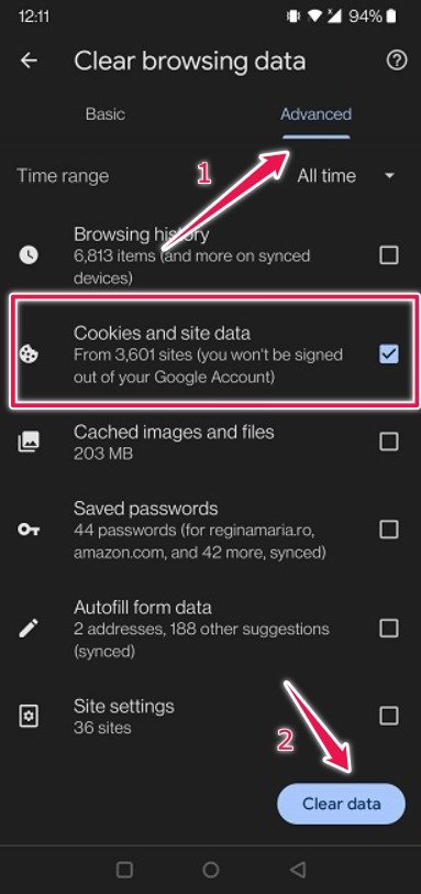 Автоматический выход из Google Chrome Mobile Очистить файлы cookie