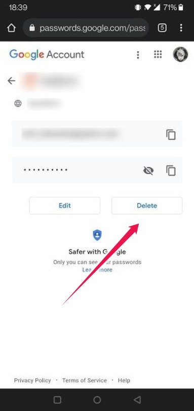 Автоматический выход из Google Chrome Mobile Удалить пароль