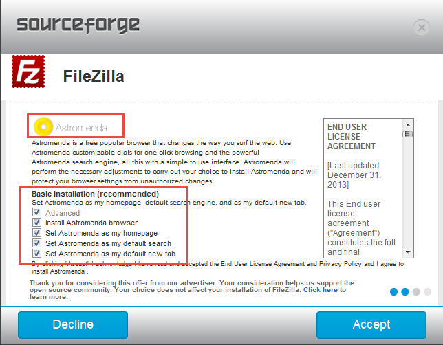 избежать нежелательной программы-sourceforge-установщика