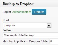 Backwpup-Dropbox-аутентификация-успешна