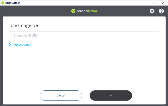 Balena Etcher Использовать URL-адрес изображения