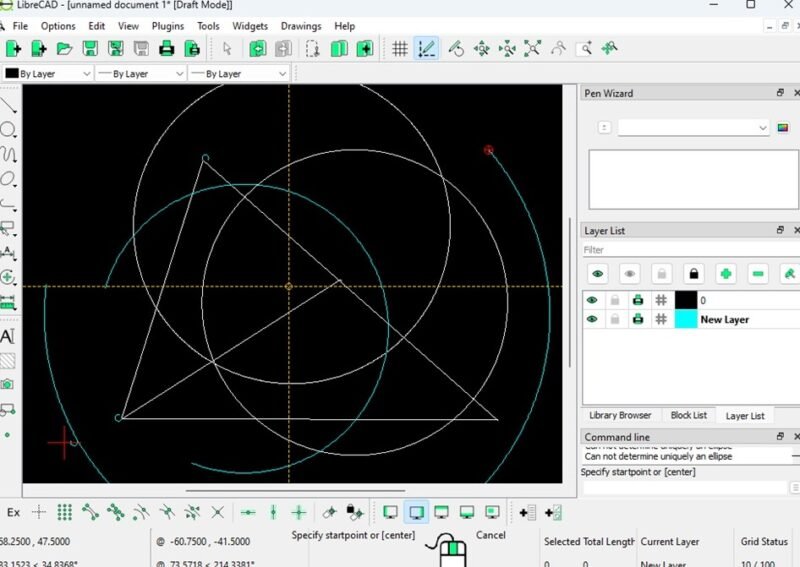 Демонстрация слоев в LibreCAD, одной из лучших альтернатив AutoCAD.