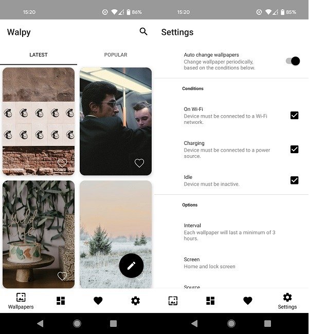 Лучшие приложения для смены обоев Android Walpy