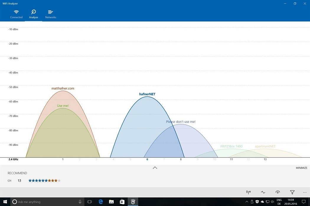 Обзор интерфейса программы Wi-Fi Analyser.