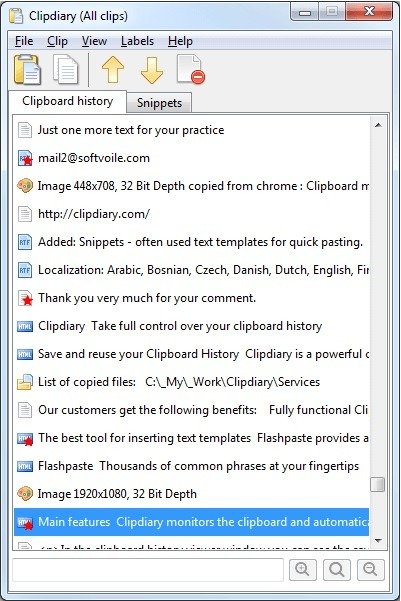 Лучшие бесплатные менеджеры буфера обмена для Windows Clipdiary