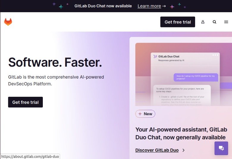 Скриншот целевой веб-страницы GitLab.