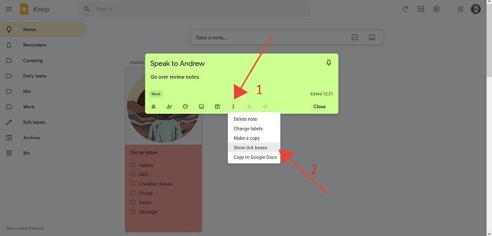 Лучшие советы по Google Keep Desktop Добавление флажков Примечание