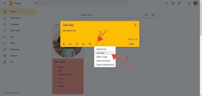 Лучшие советы по Google Keep Desktop Добавить ярлык из заметки