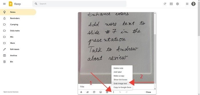 Лучшие советы по Google Keep. Захват изображения на рабочем столе и текст.