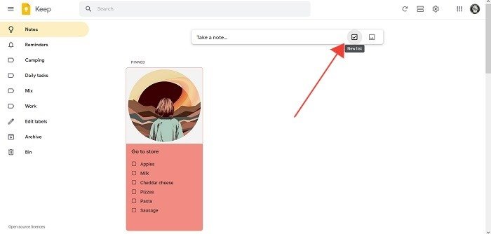 Лучшие советы Google Keep для рабочего стола Новый список