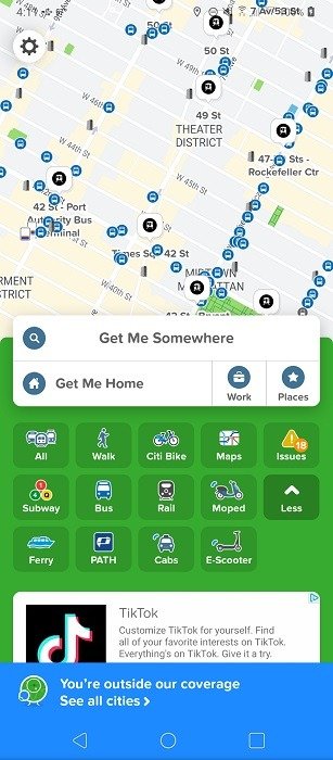 Просмотр карты в приложении Citymapper.